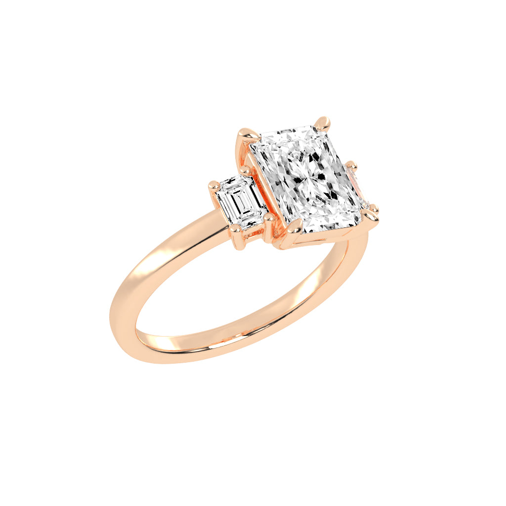 Trilia Petite Claw Radiant Cut Lab Diamond Ring