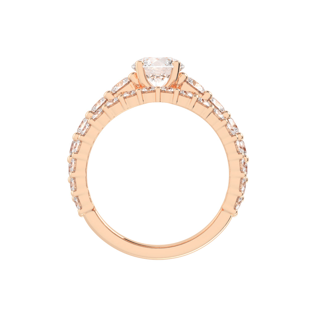 Aurestra Two Band Round Cut Classic Lab Diamond Ring