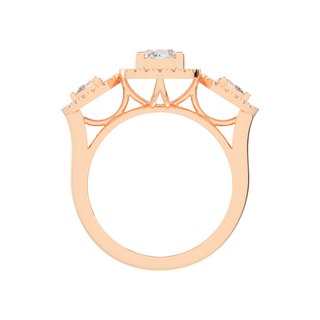 Halindrae Pear Cut Halo Lab Diamond Ring