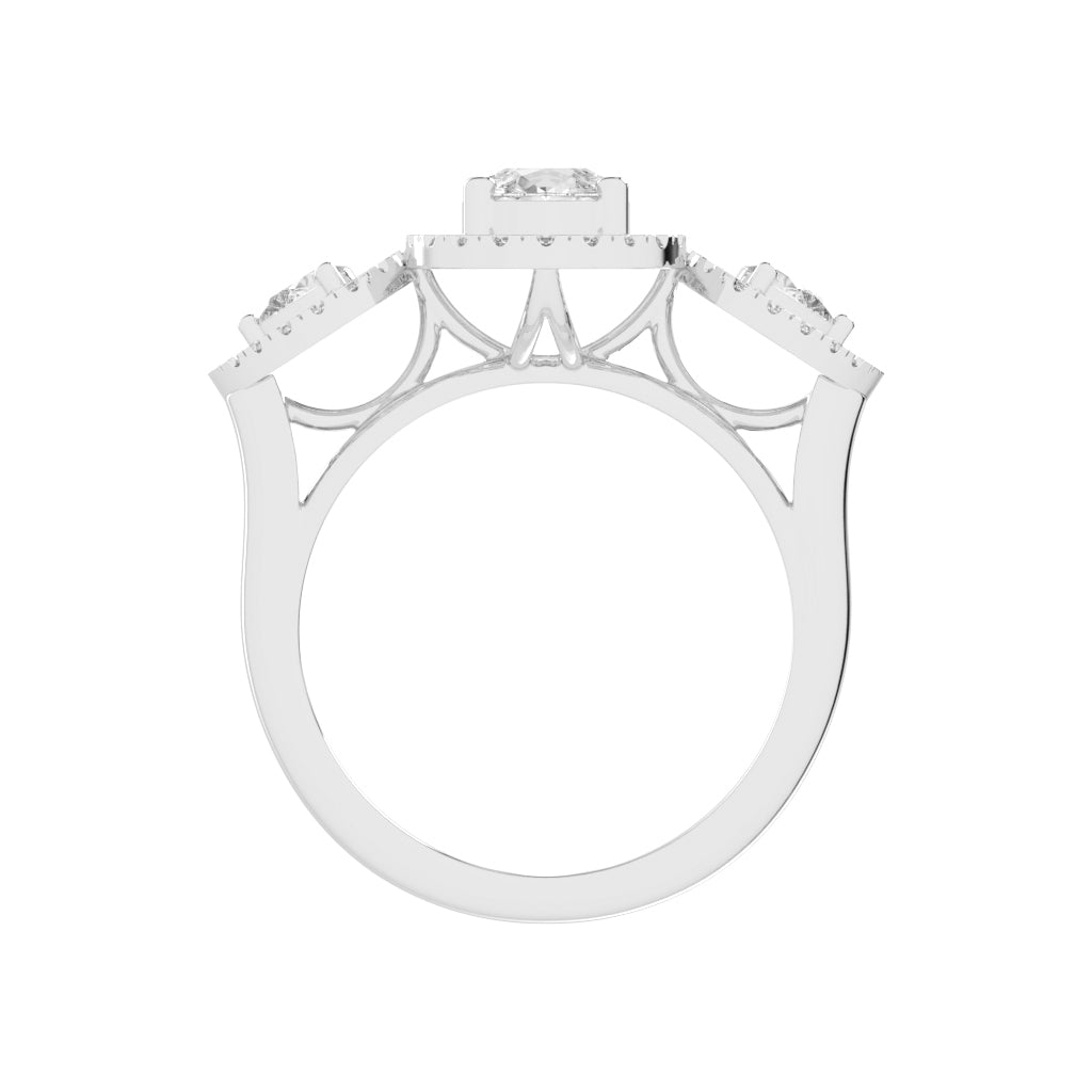 Halindrae Pear Cut Halo Lab Diamond Ring