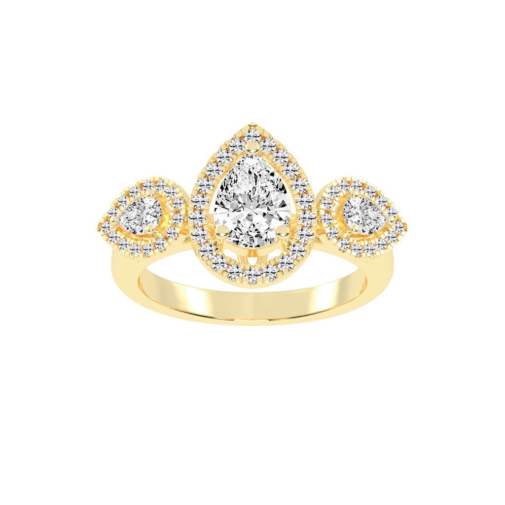 Halindrae Pear Cut Halo Lab Diamond Ring