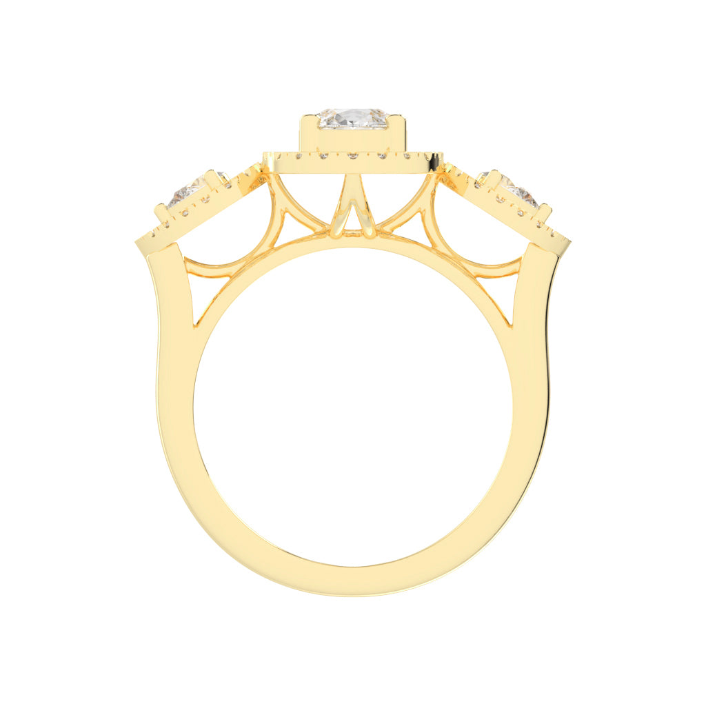 Halindrae Pear Cut Halo Lab Diamond Ring