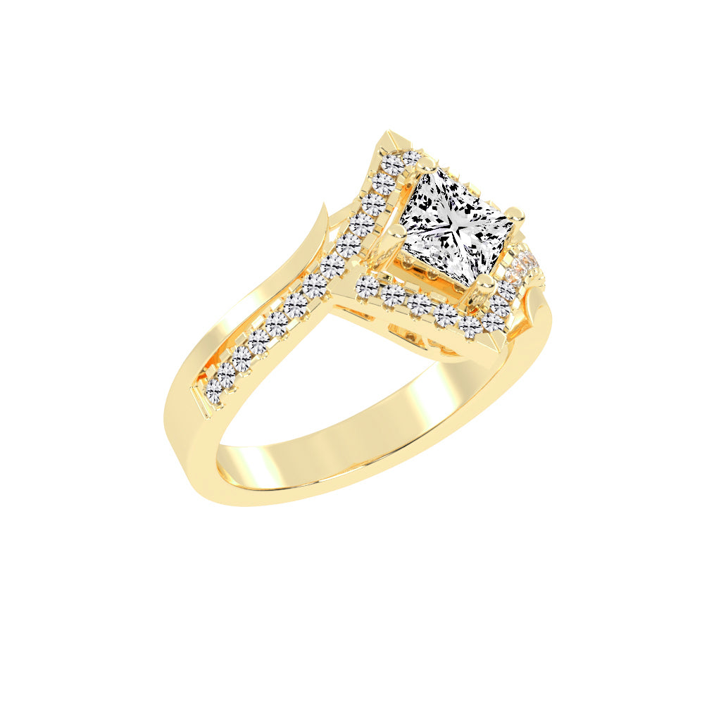 Aurivana Bypass Princess Cut Classic Lab Diamond Ring