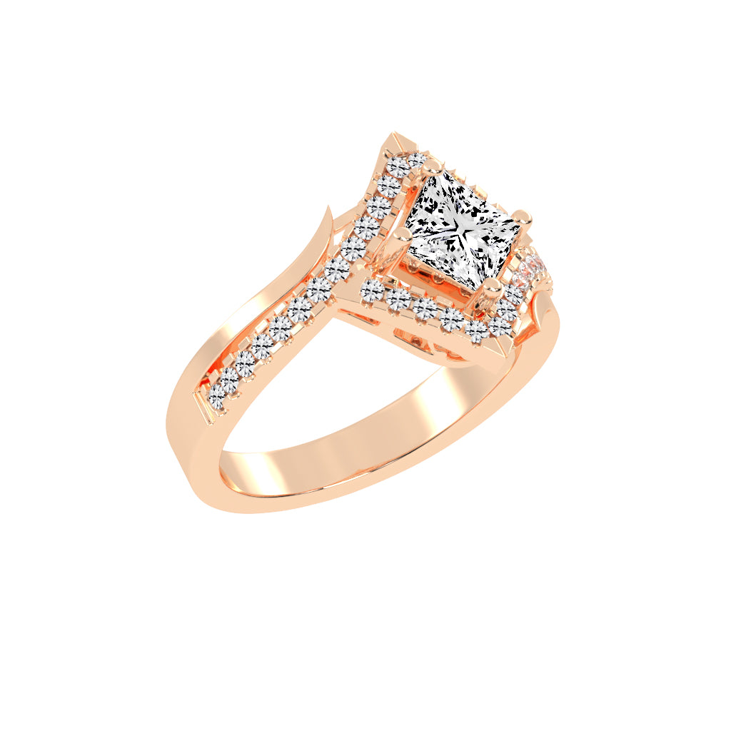 Aurivana Bypass Princess Cut Classic Lab Diamond Ring