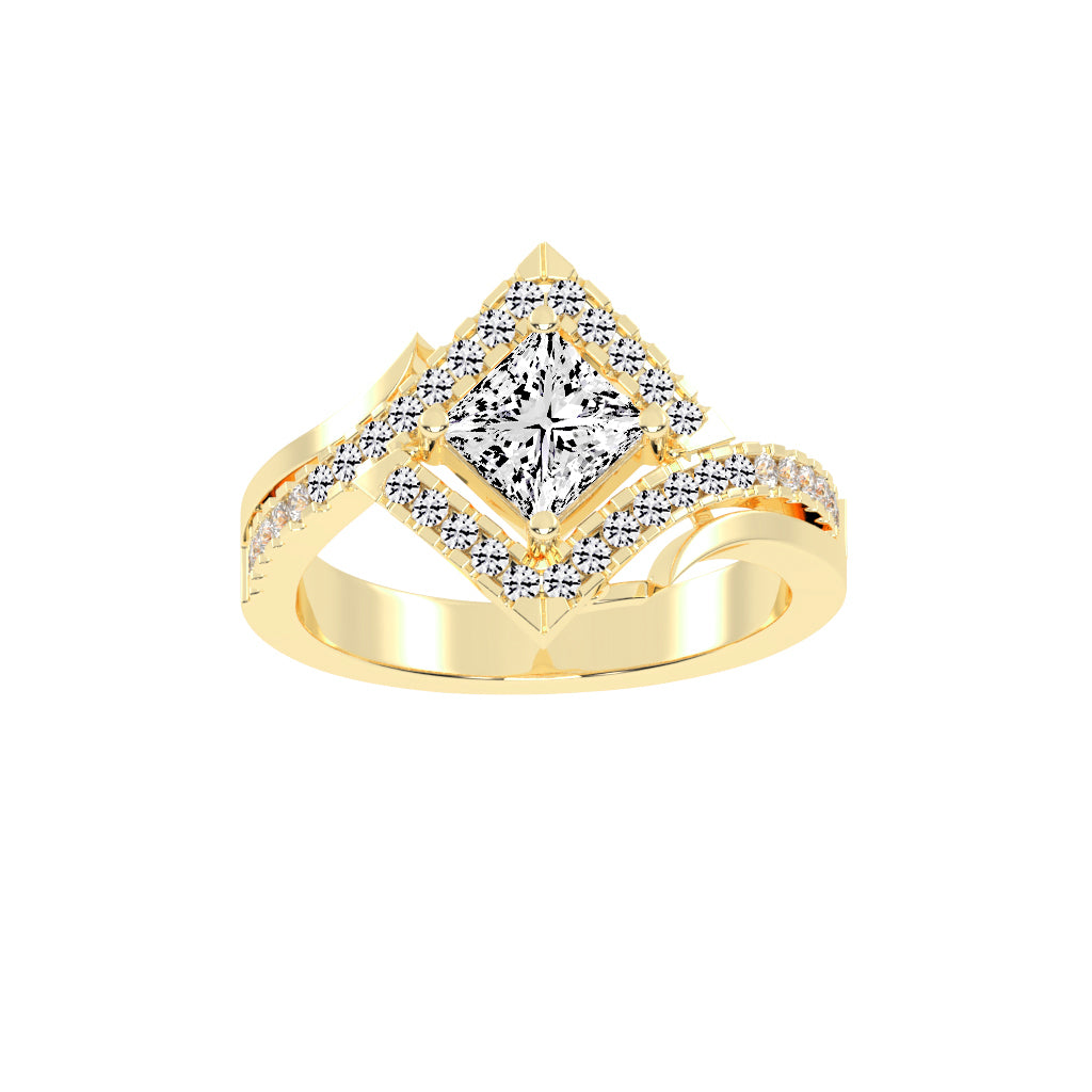 Aurivana Bypass Princess Cut Classic Lab Diamond Ring