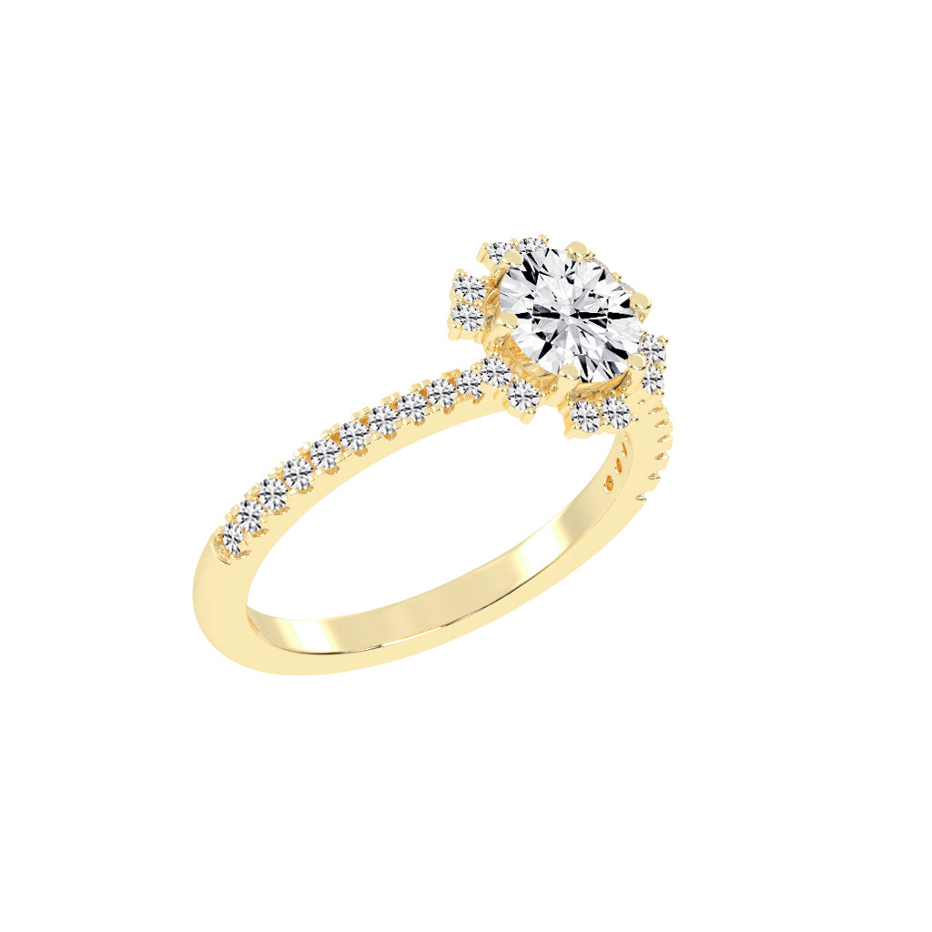 Halivellea Six Prong Round Cut Halo Lab Diamond Ring