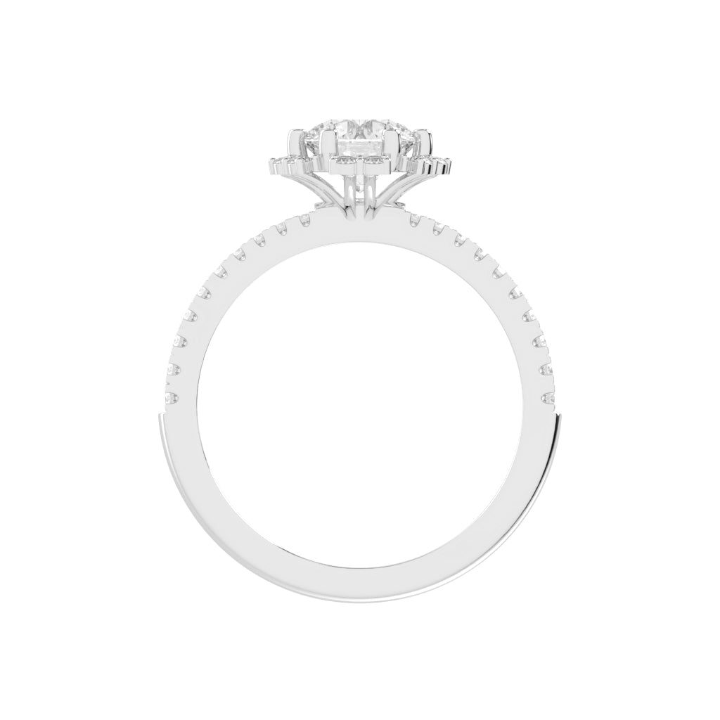 Halivellea Six Prong Round Cut Halo Lab Diamond Ring