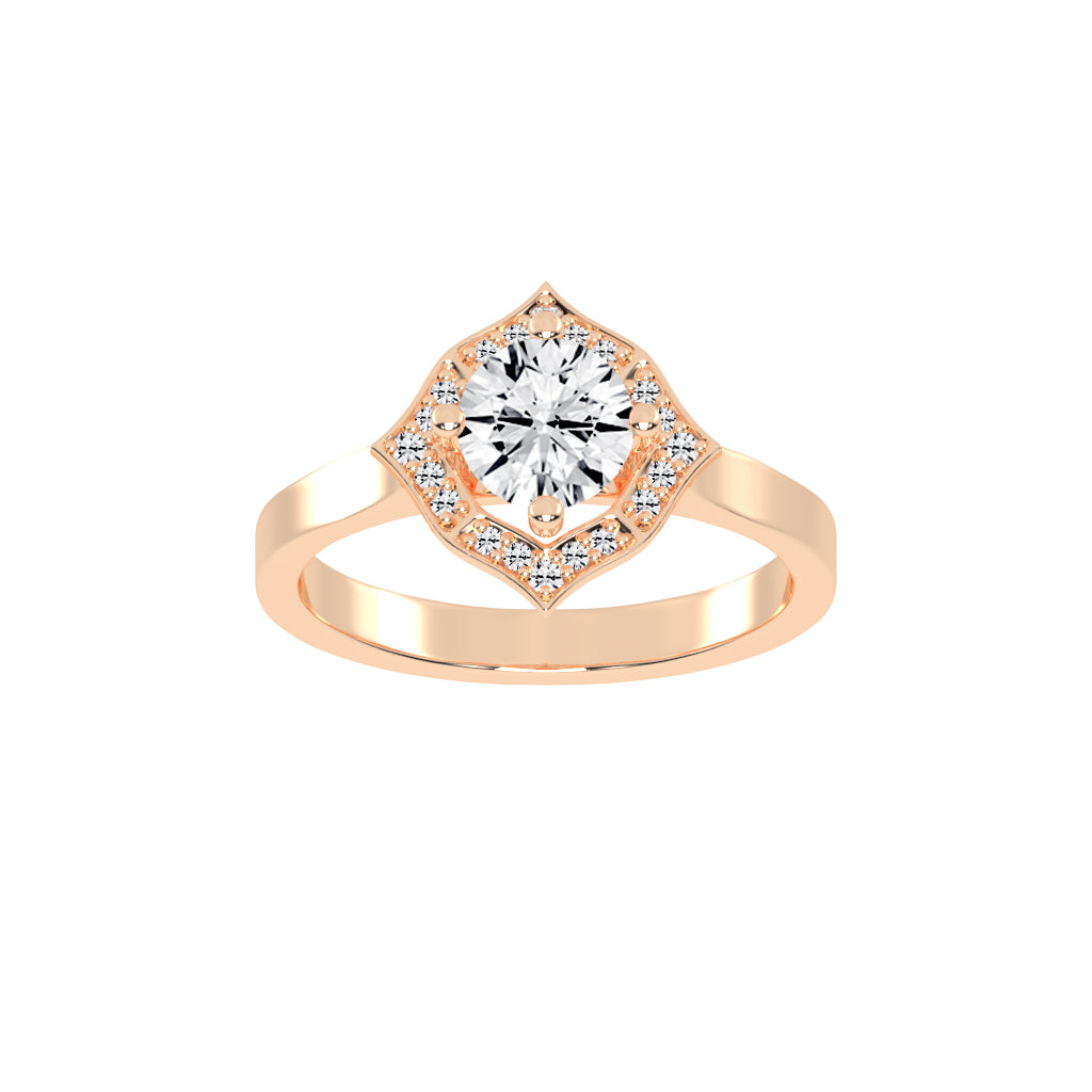 Halorena Four Prong Round Cut Halo Lab Diamond Ring