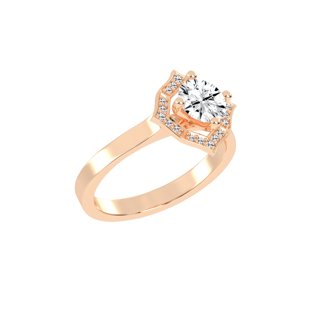 Halorena Four Prong Round Cut Halo Lab Diamond Ring
