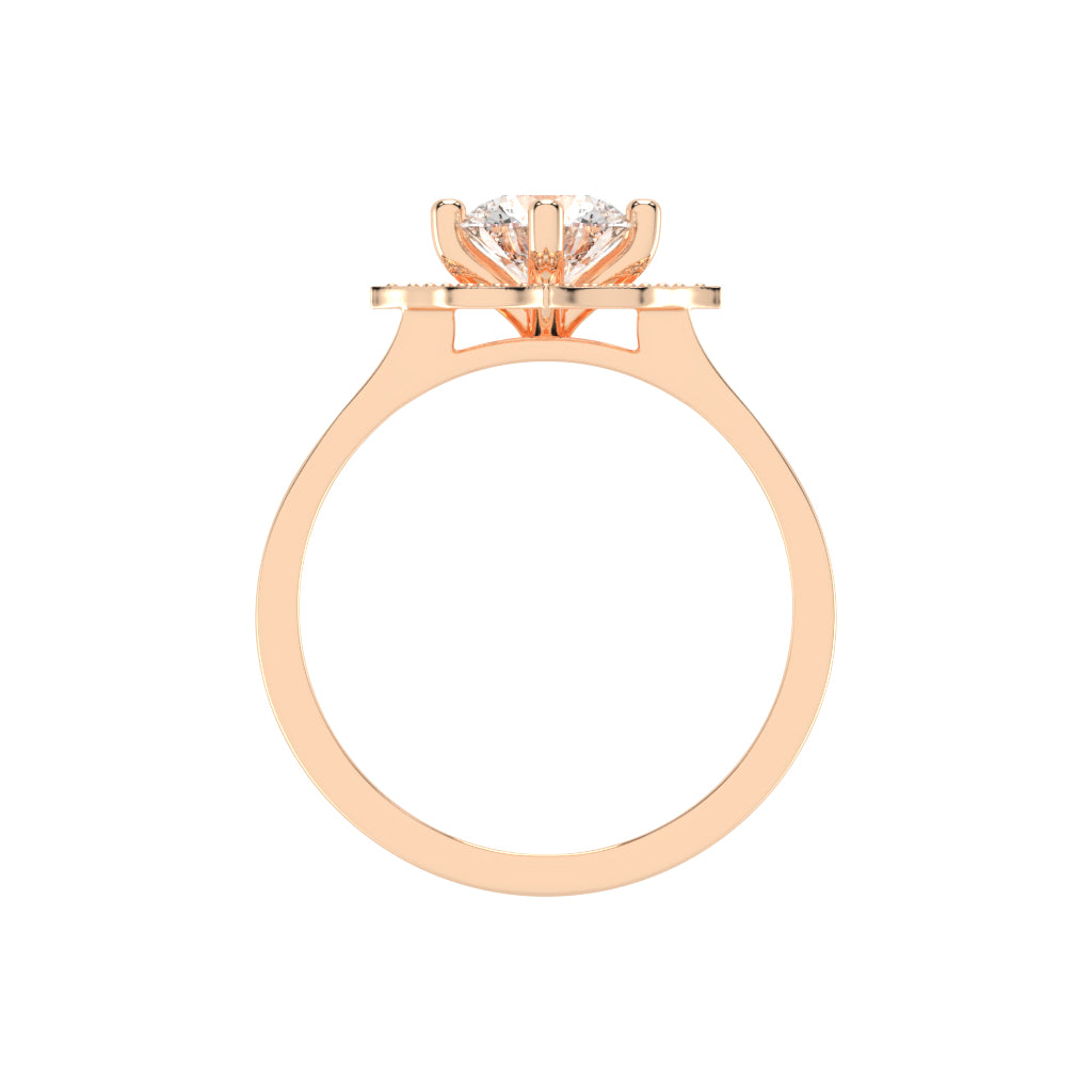 Halorena Four Prong Round Cut Halo Lab Diamond Ring