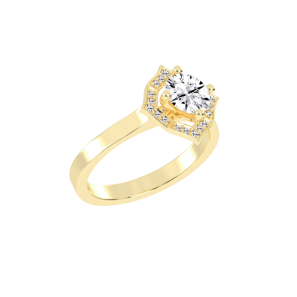 Halorena Four Prong Round Cut Halo Lab Diamond Ring