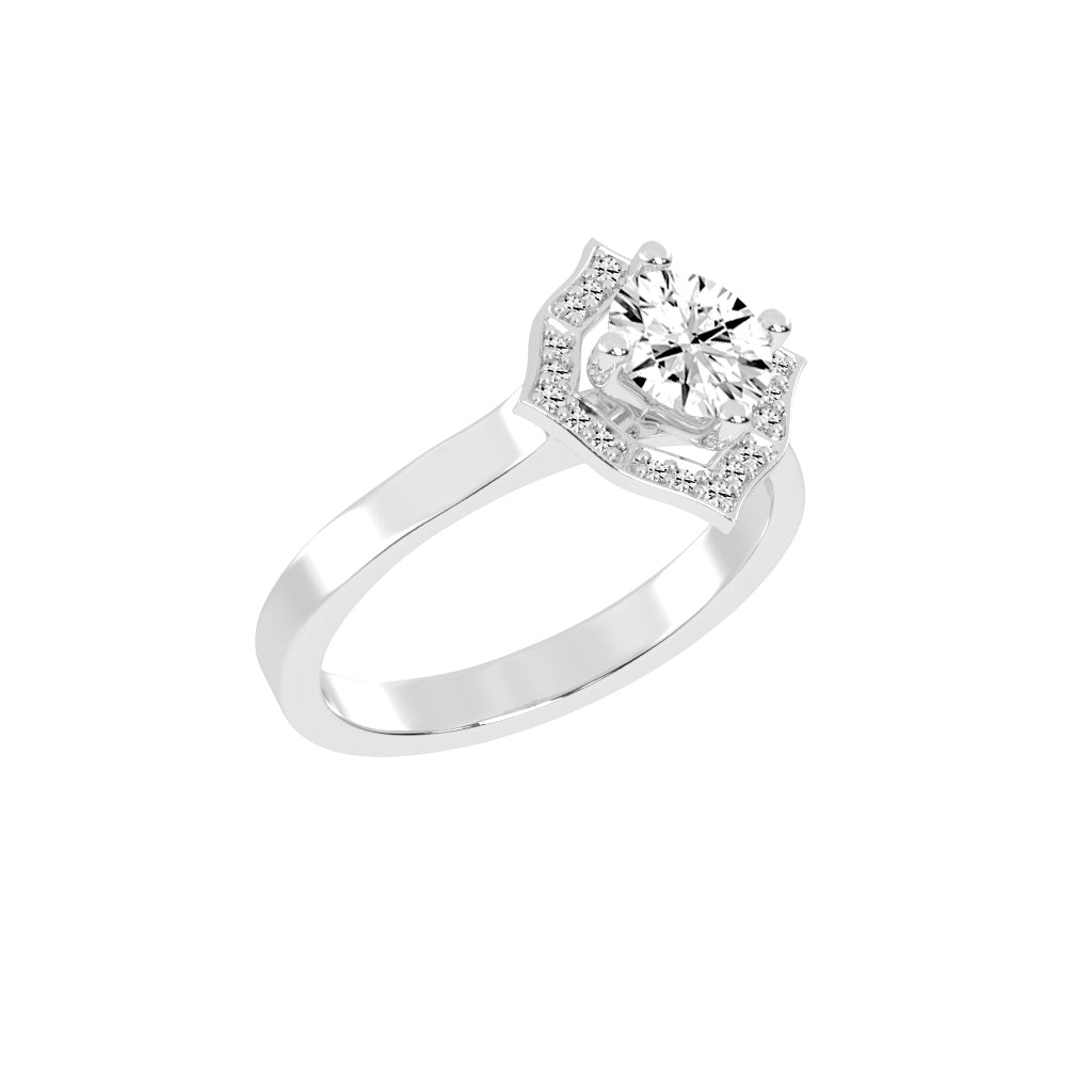 Halorena Four Prong Round Cut Halo Lab Diamond Ring