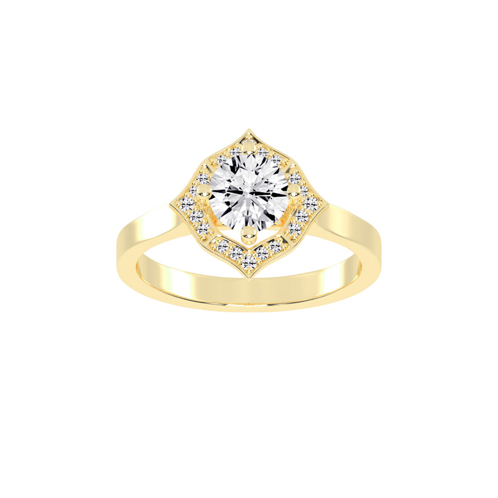 Halorena Four Prong Round Cut Halo Lab Diamond Ring