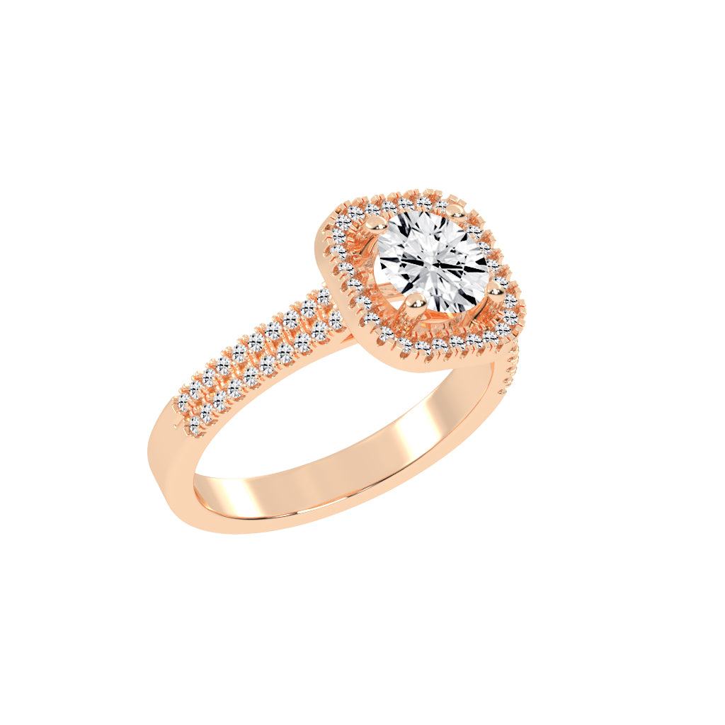 Halestra Cathedral Round Cut Halo Lab Diamond Ring