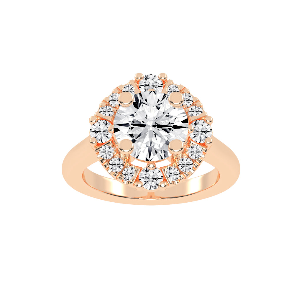 Halendre Cathedral Round Cut Halo Lab Diamond Ring