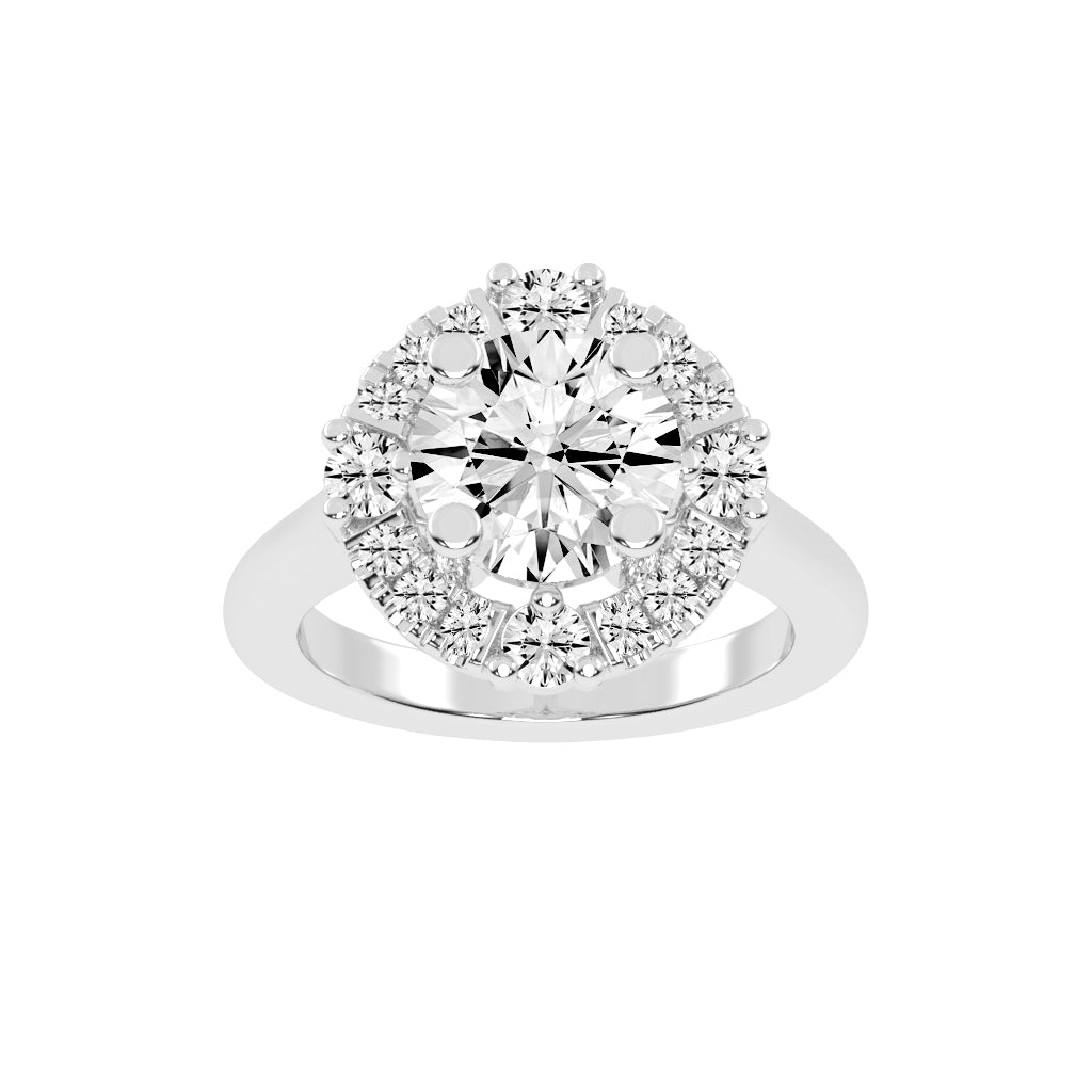 Halendre Cathedral Round Cut Halo Lab Diamond Ring