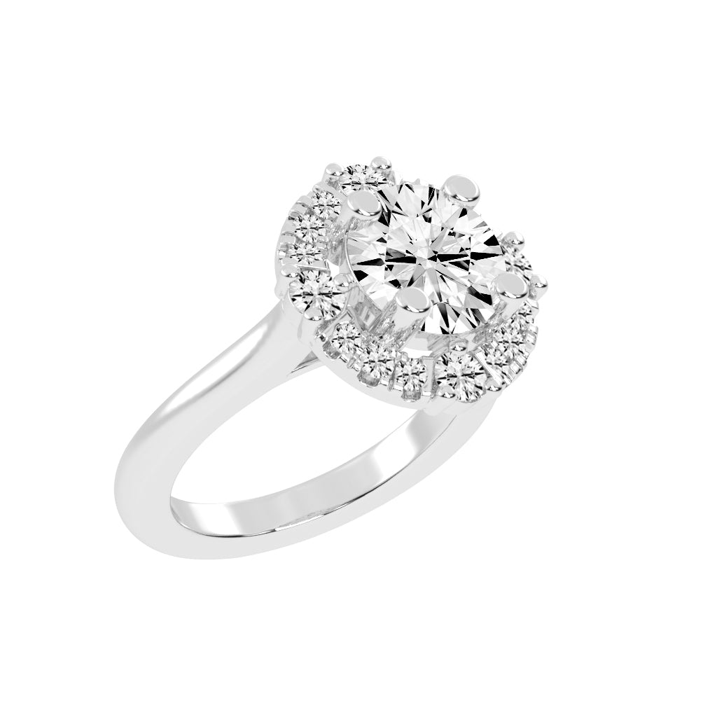 Halendre Cathedral Round Cut Halo Lab Diamond Ring