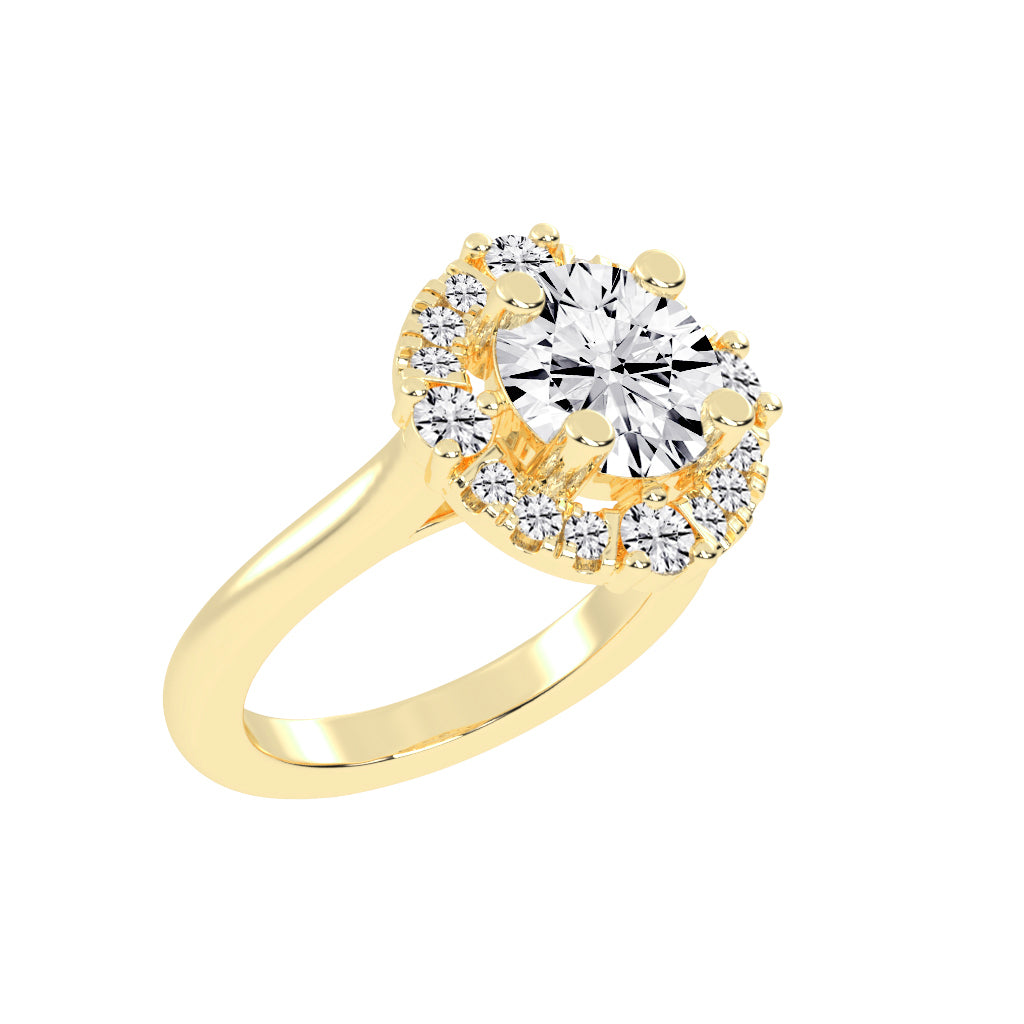Halendre Cathedral Round Cut Halo Lab Diamond Ring