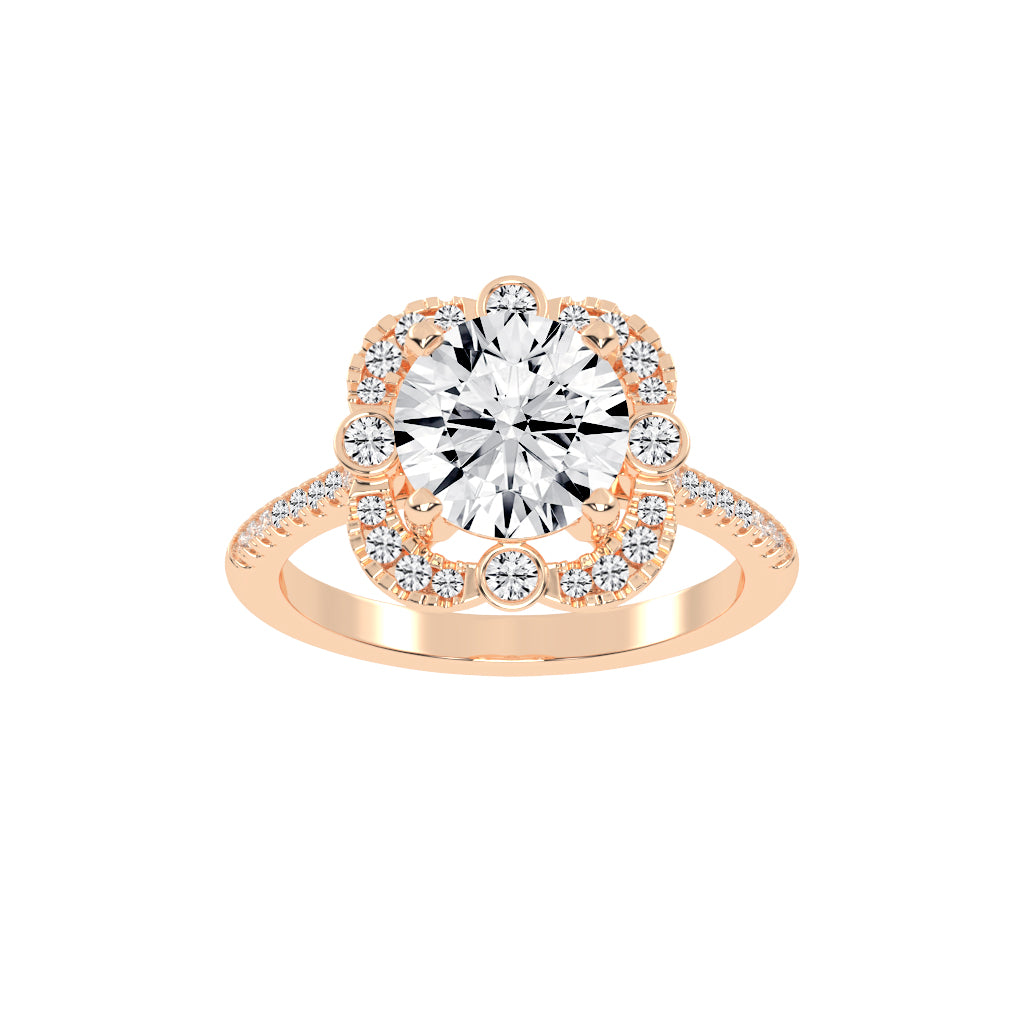 Halorex Accent Stone Round Cut Halo Lab Diamond Ring