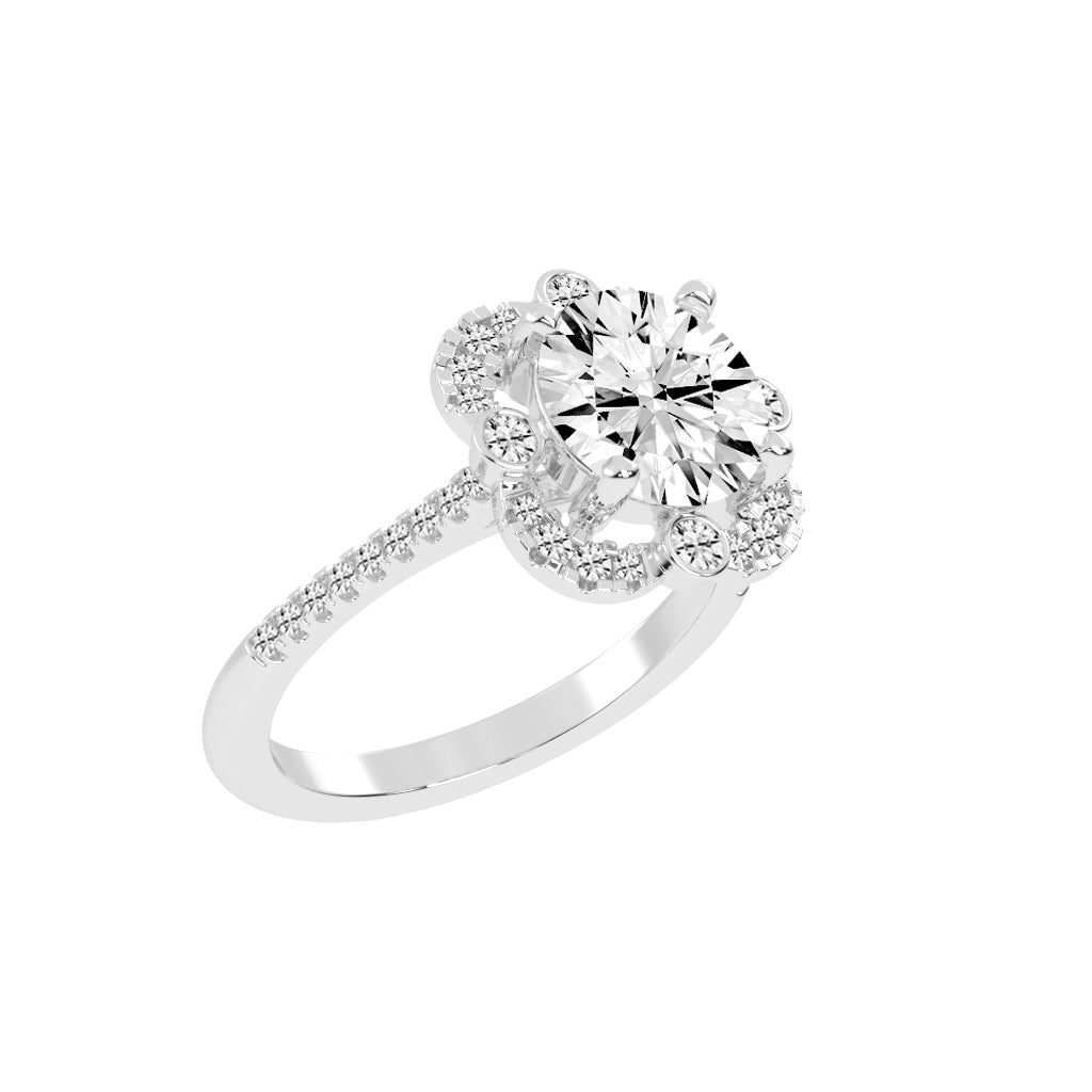 Halorex Accent Stone Round Cut Halo Lab Diamond Ring