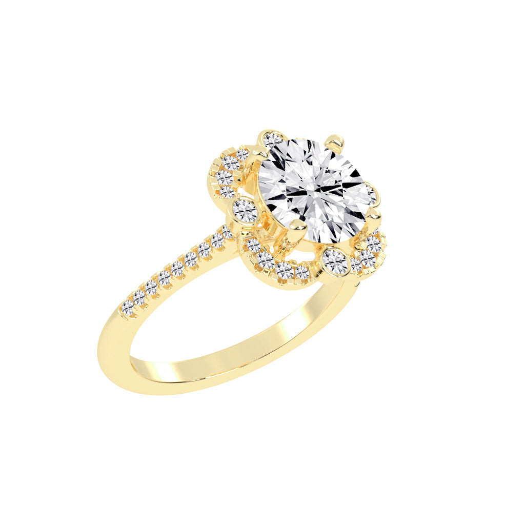 Halorex Accent Stone Round Cut Halo Lab Diamond Ring