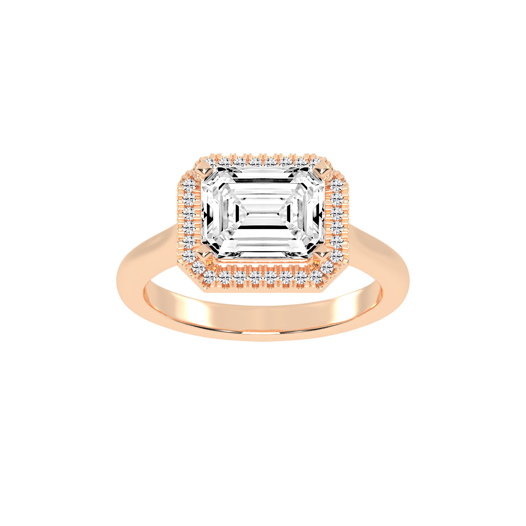 Halaira Emerald Cut Halo Lab Diamond Ring