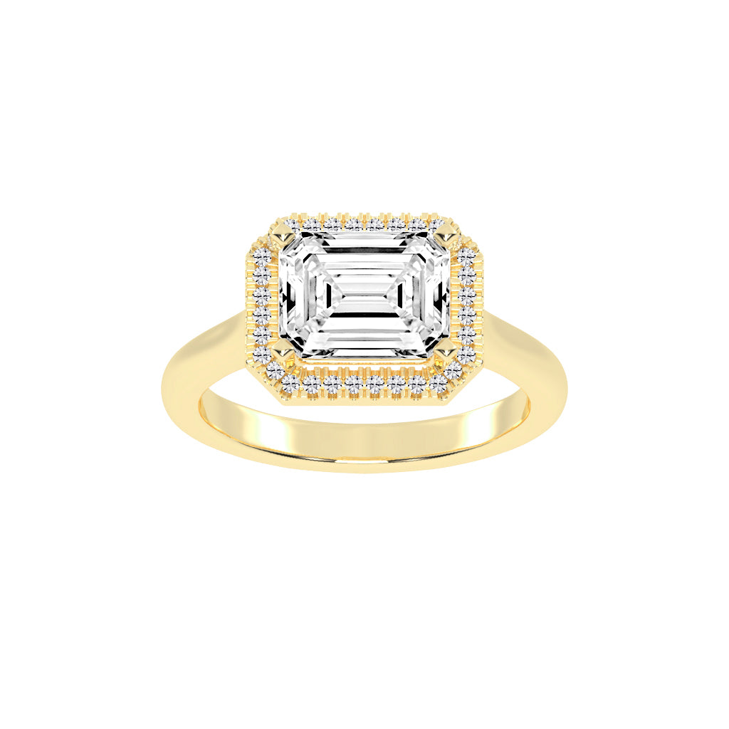 Halaira Emerald Cut Halo Lab Diamond Ring
