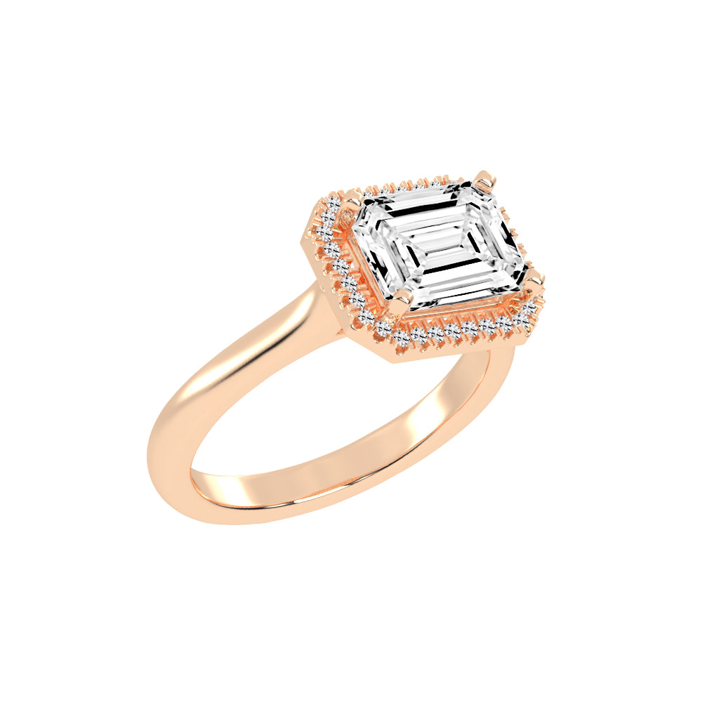 Halaira Emerald Cut Halo Lab Diamond Ring