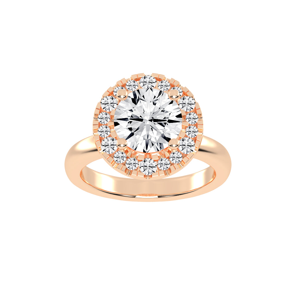 Halonita Four Prong Round Cut Halo Lab Diamond Ring