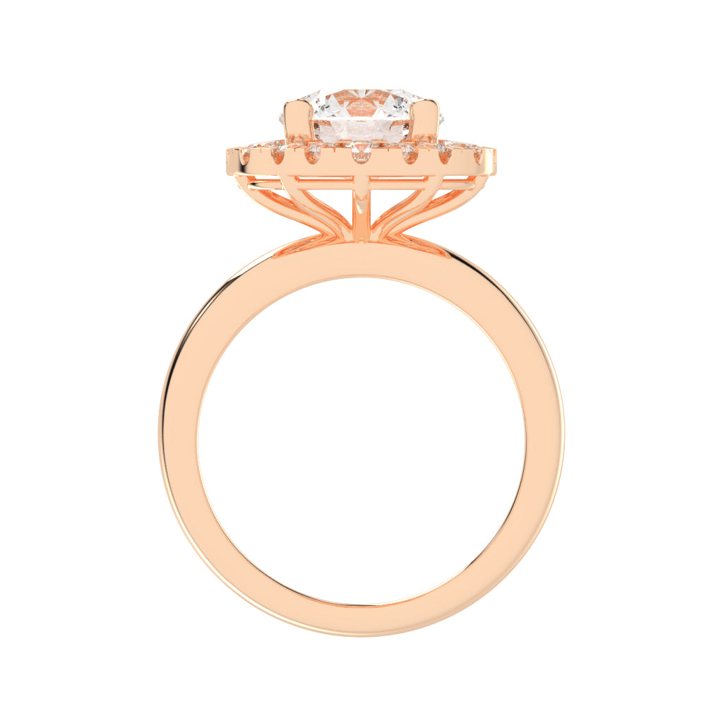 Halonita Four Prong Round Cut Halo Lab Diamond Ring