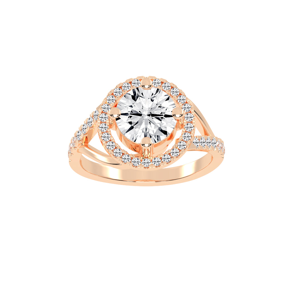 Halostria Shared Prong Round Cut Lab Diamond Ring