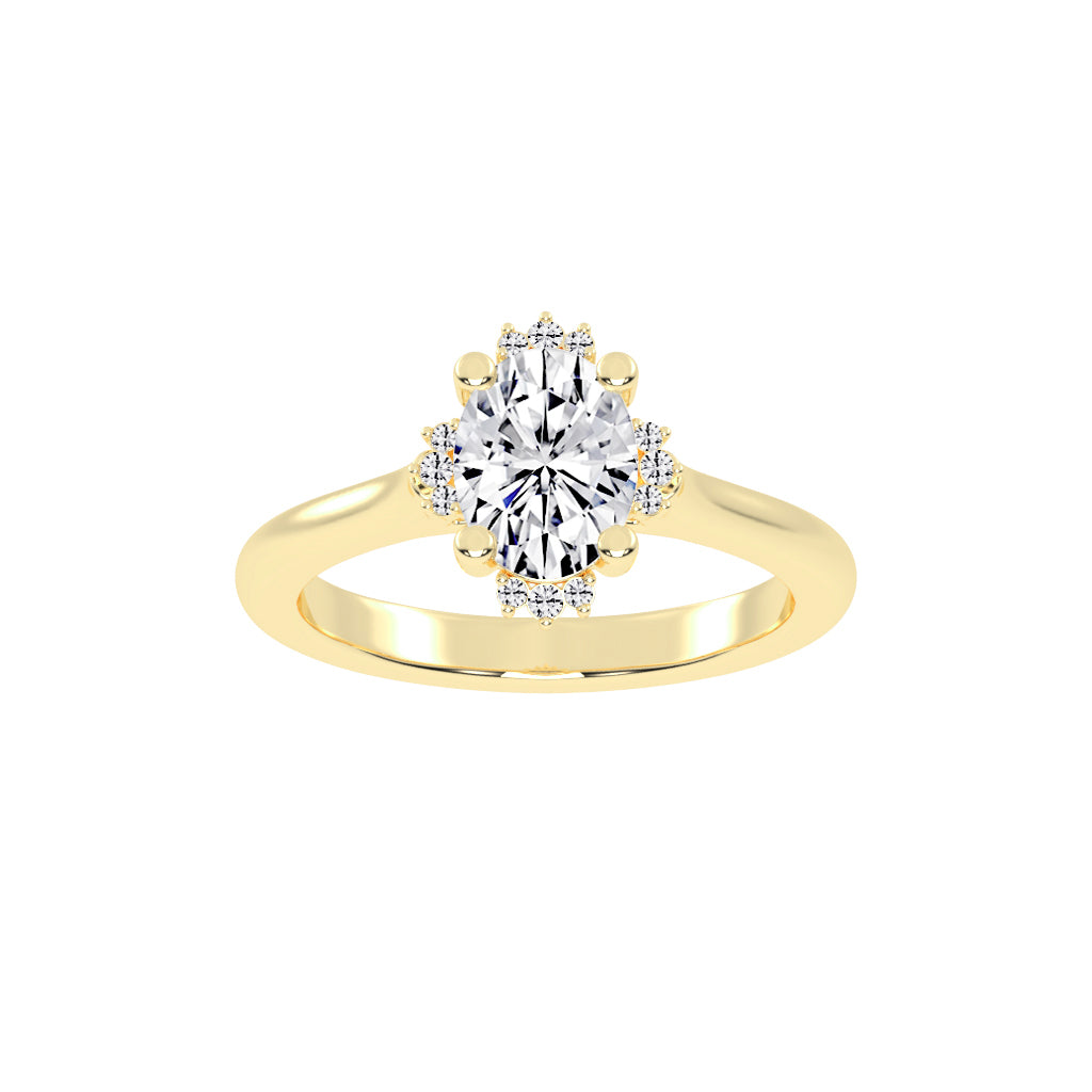 Haliquean Four Prong Oval Cut Halo Lab Diamond Ring