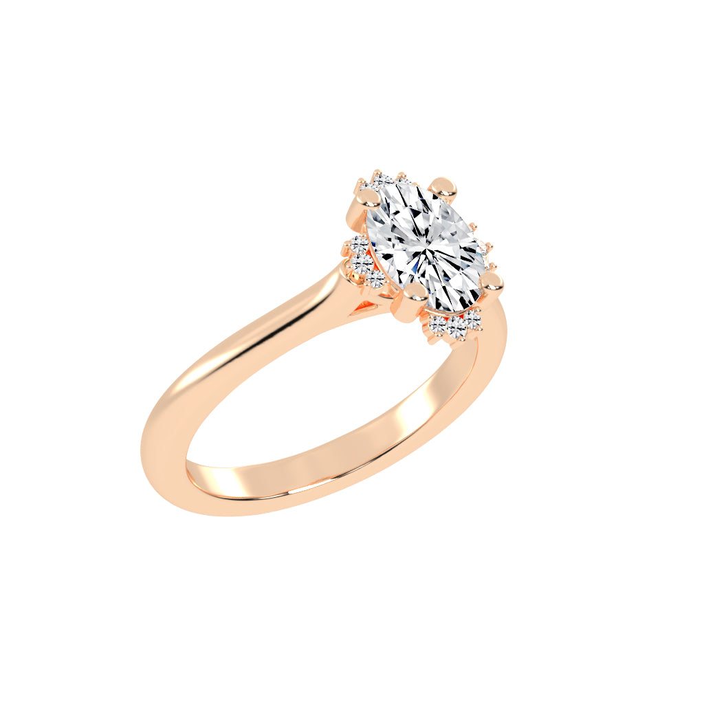 Haliquean Four Prong Oval Cut Halo Lab Diamond Ring