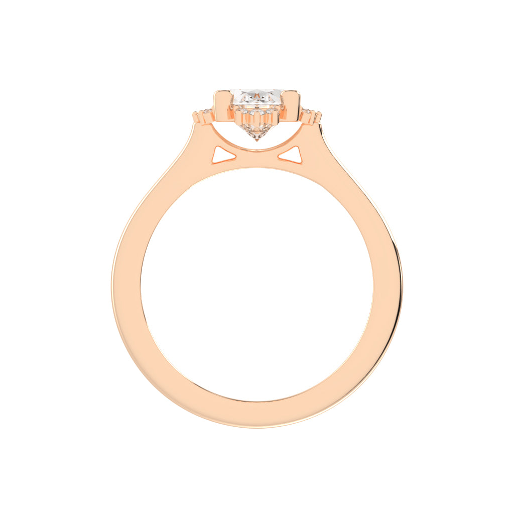 Haliquean Four Prong Oval Cut Halo Lab Diamond Ring