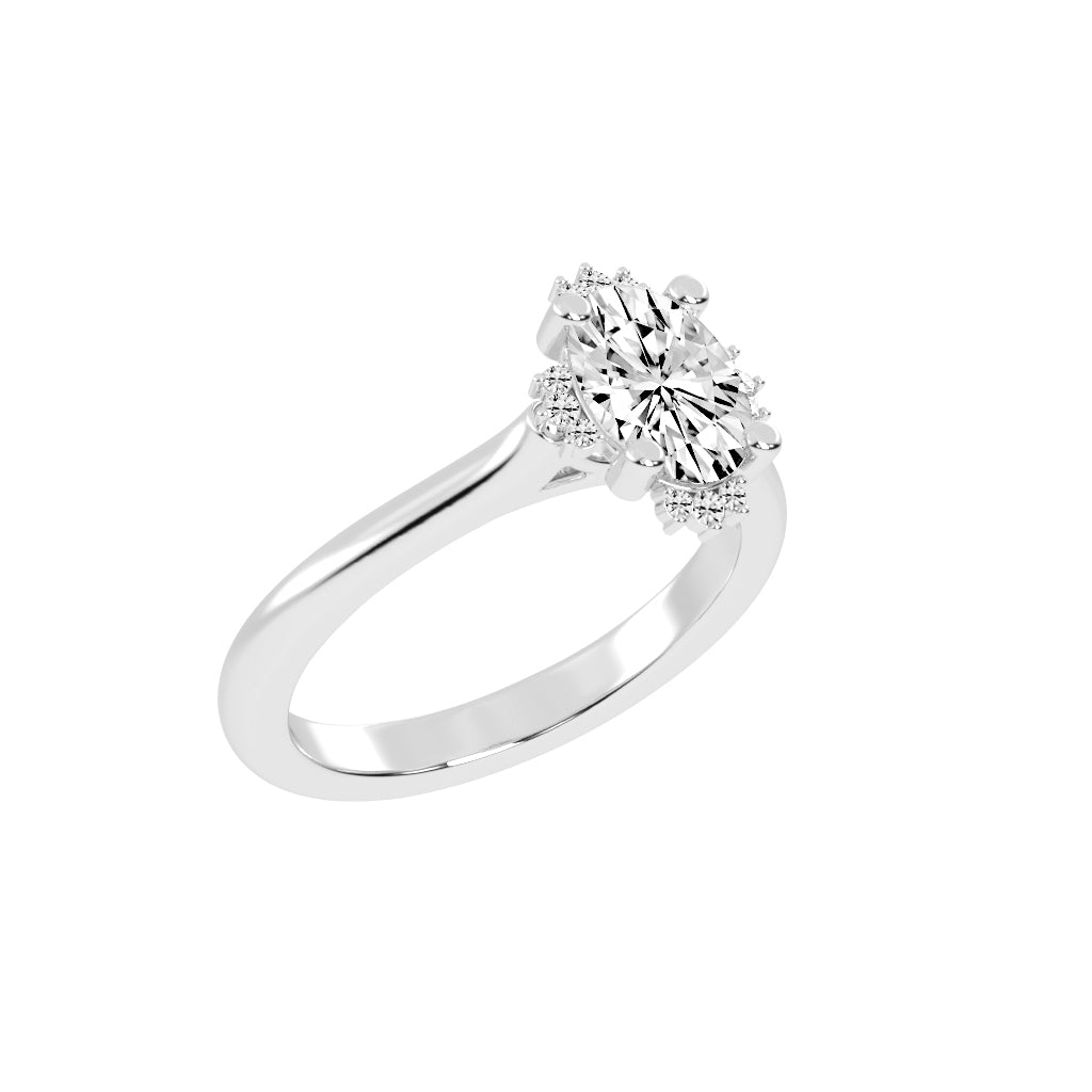 Haliquean Four Prong Oval Cut Halo Lab Diamond Ring