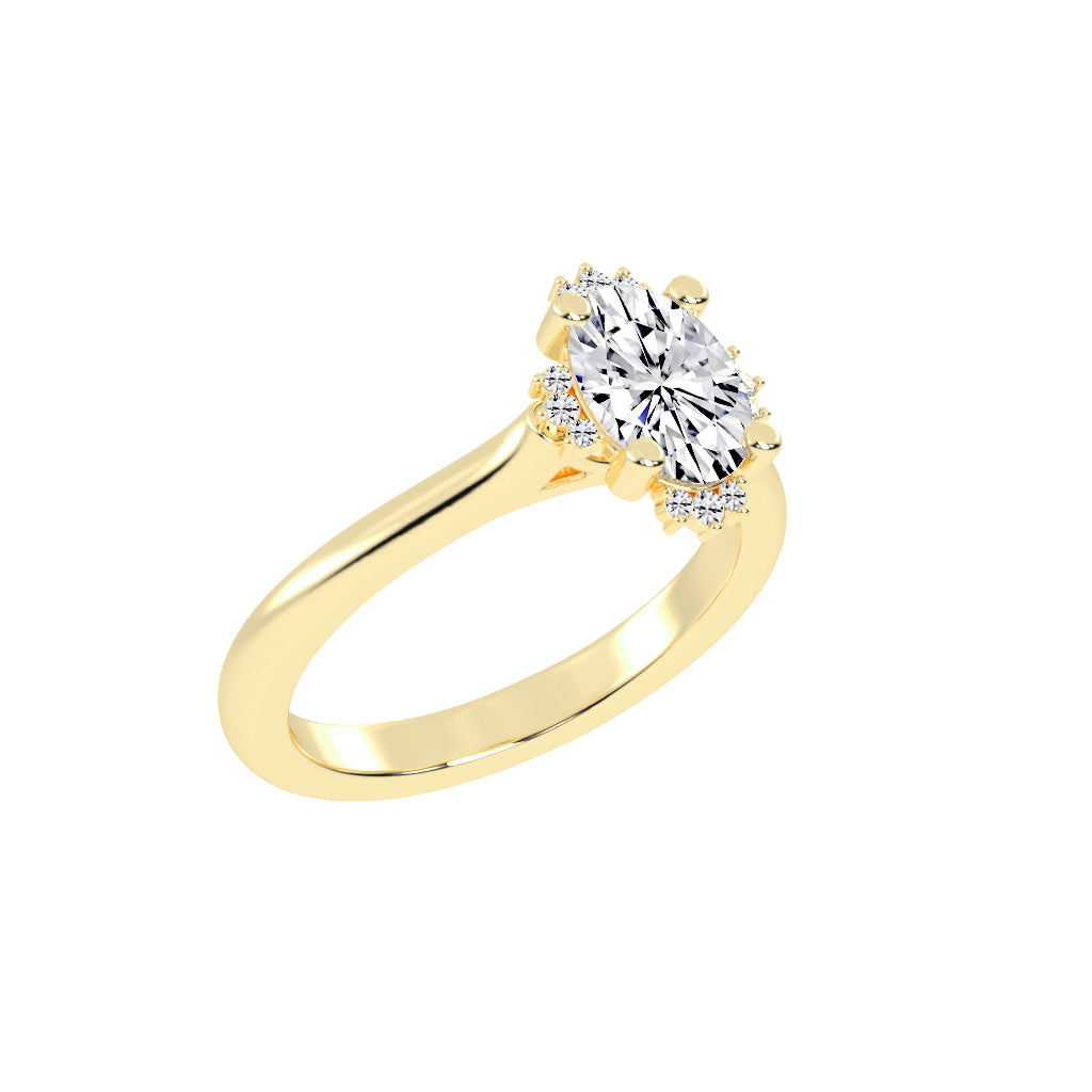 Haliquean Four Prong Oval Cut Halo Lab Diamond Ring