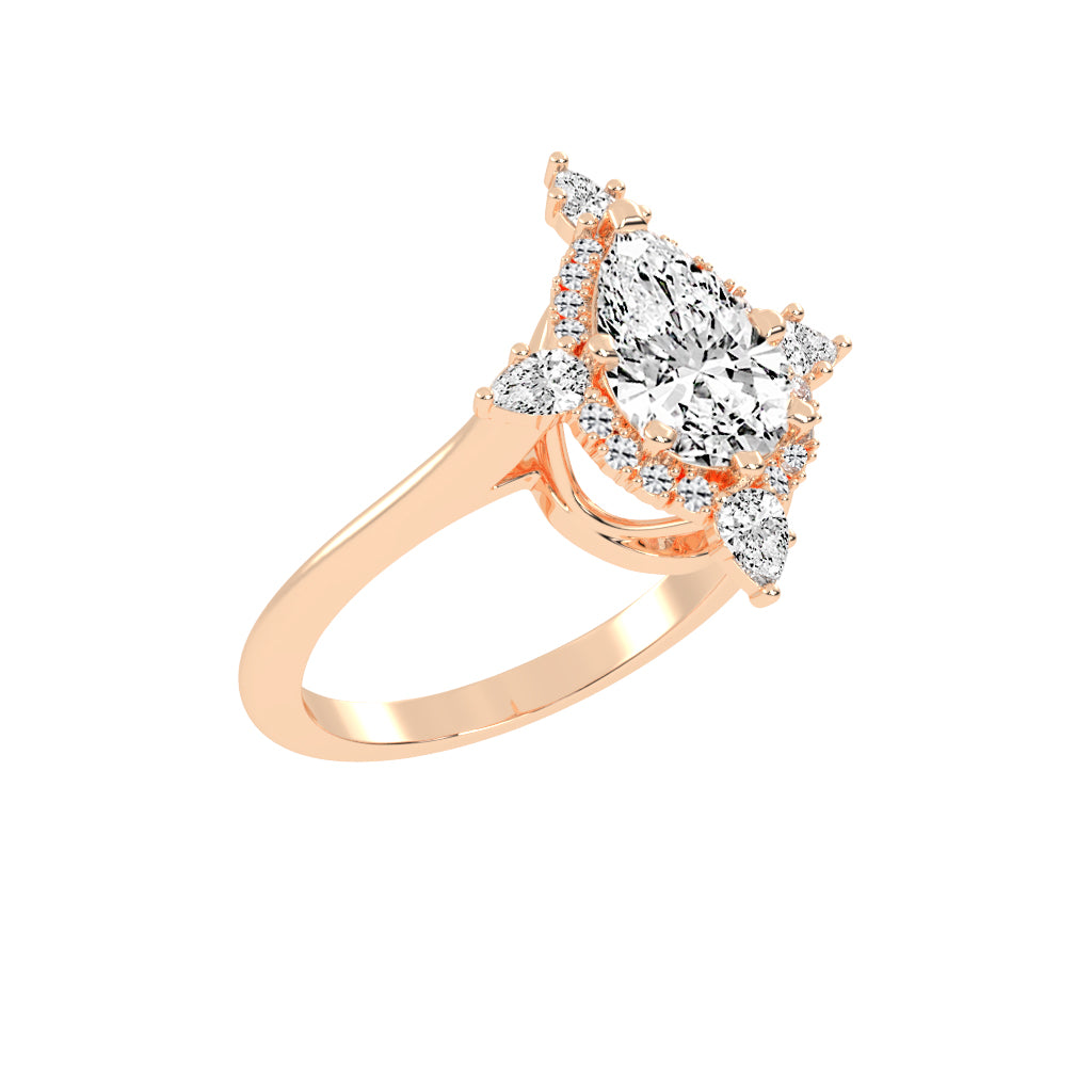 Halistine Halo Cluster Pear Cut Lab Diamond Ring