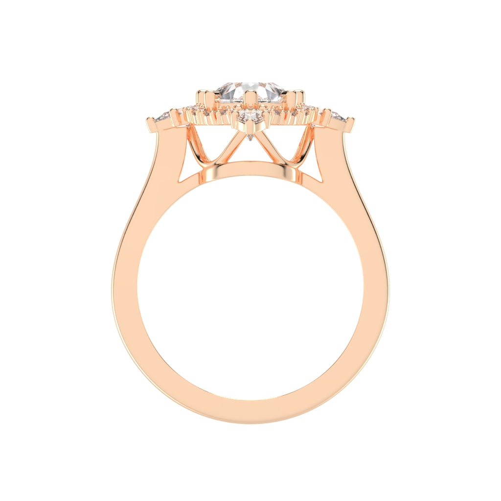 Halistine Halo Cluster Pear Cut Lab Diamond Ring
