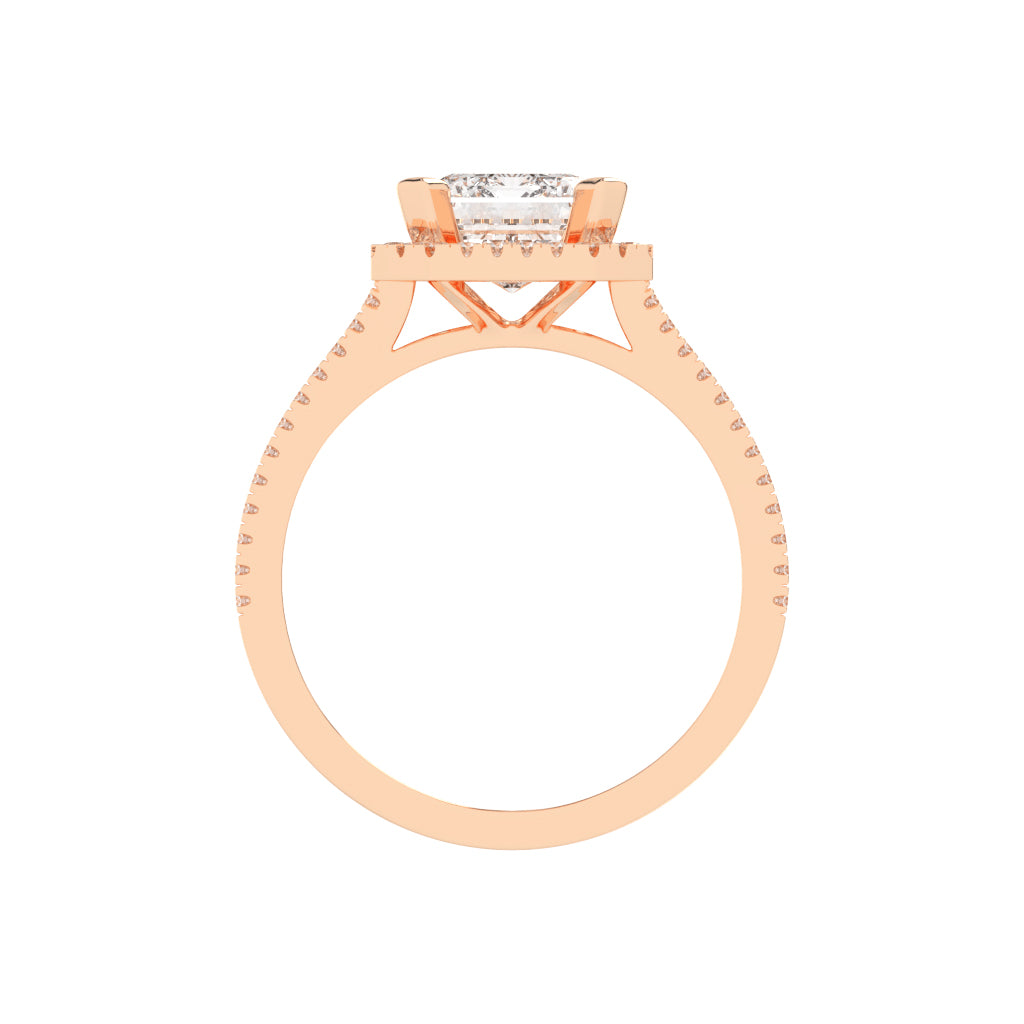 Halindrax Emerald Cut Halo Lab Diamond Ring