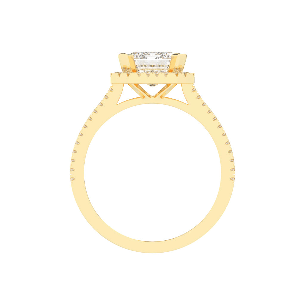 Halindrax Emerald Cut Halo Lab Diamond Ring