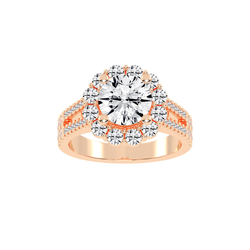 Halystira Standard Round Cut Halo Lab Diamond Ring