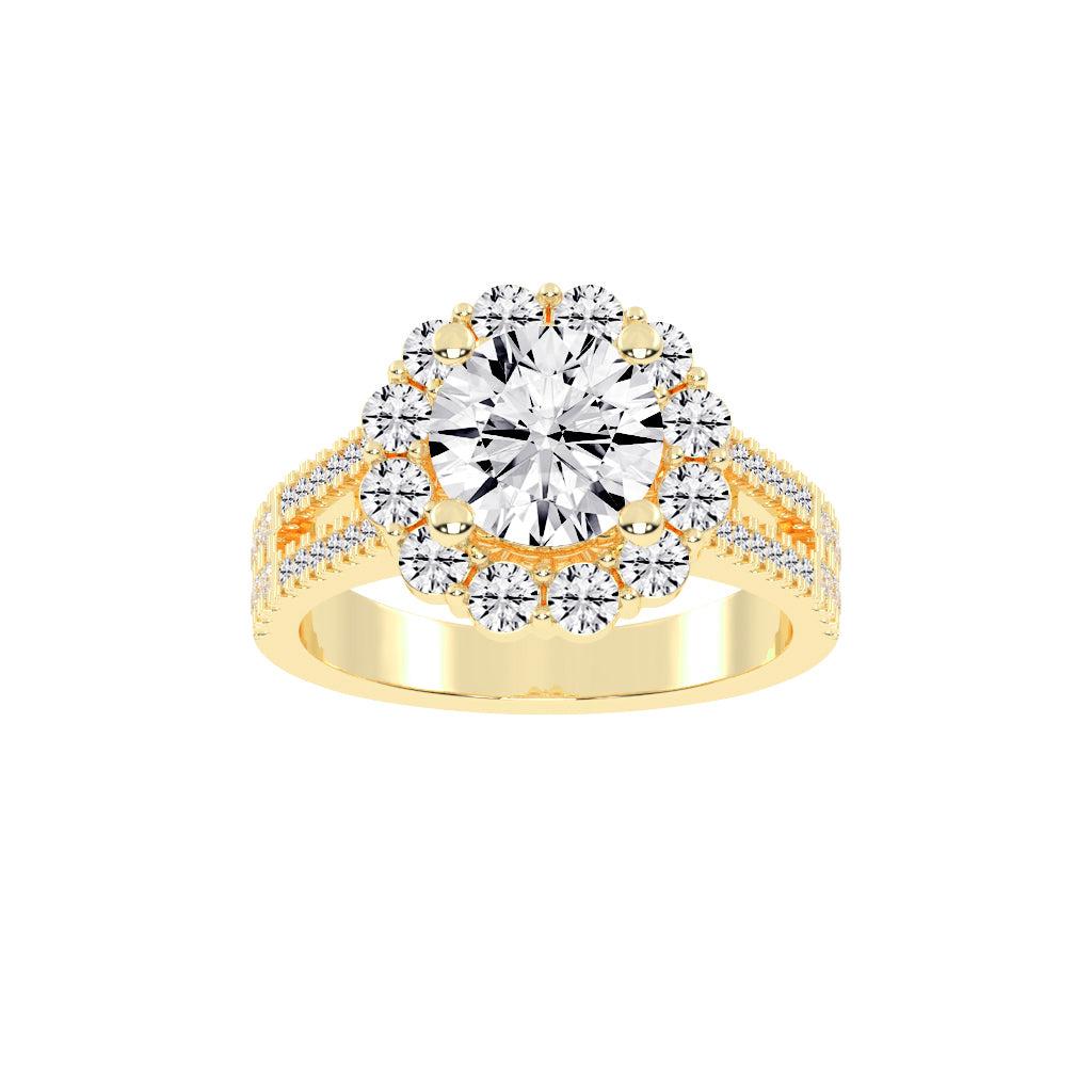 Halystira Standard Round Cut Halo Lab Diamond Ring
