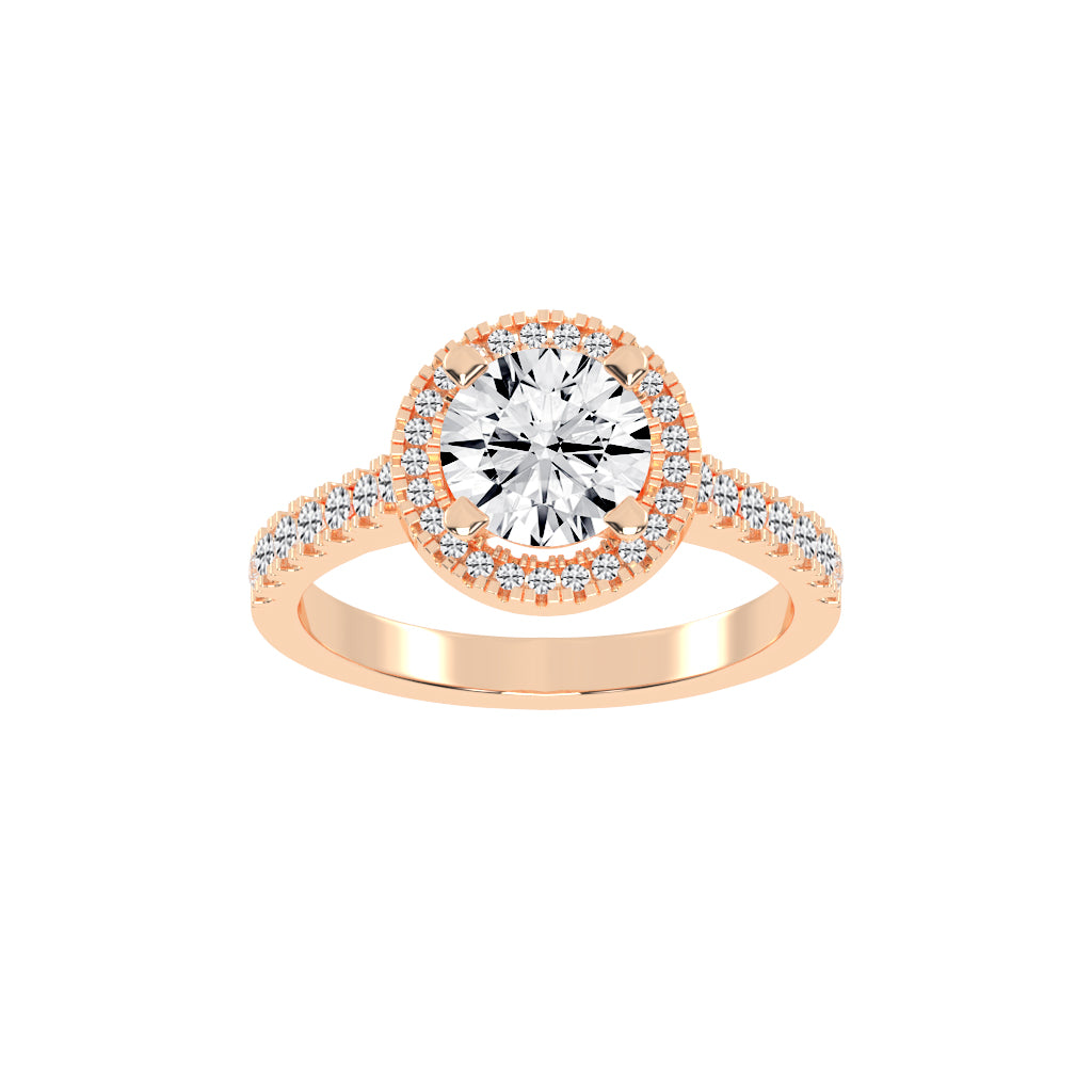 Halinique Tab Prong Round Cut Halo Lab Diamond Ring