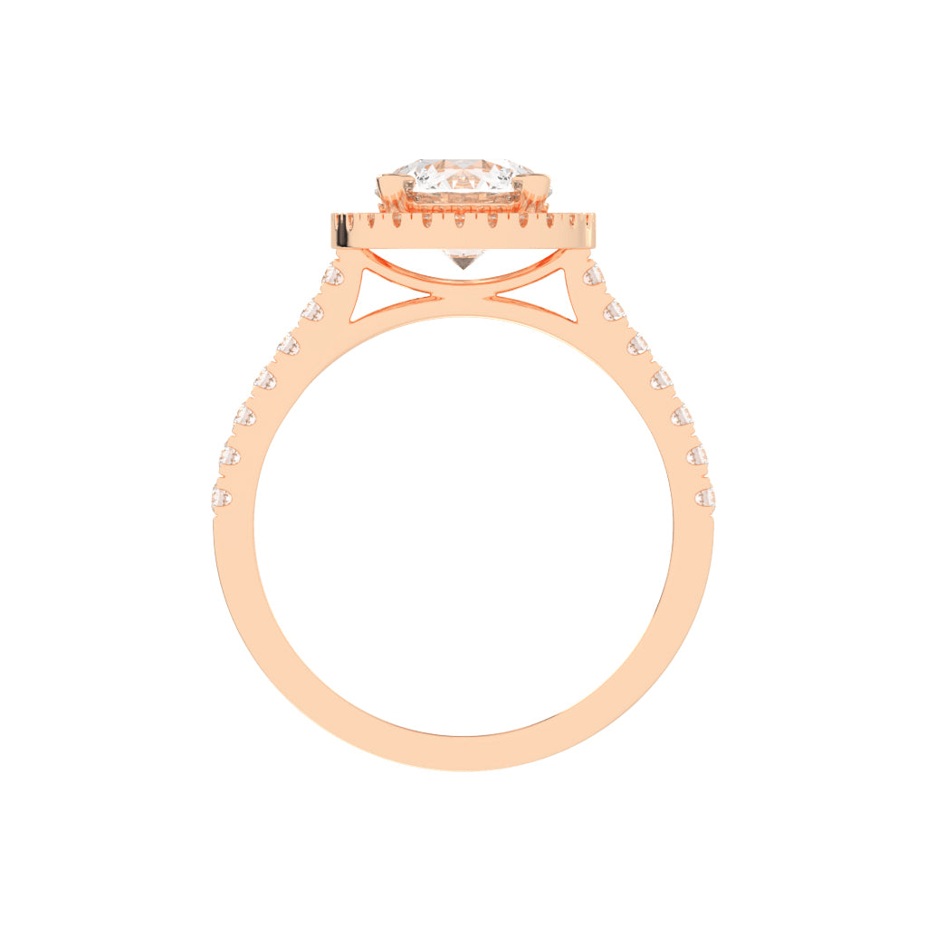 Halinique Tab Prong Round Cut Halo Lab Diamond Ring