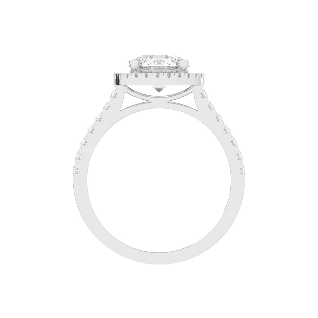 Halinique Tab Prong Round Cut Halo Lab Diamond Ring