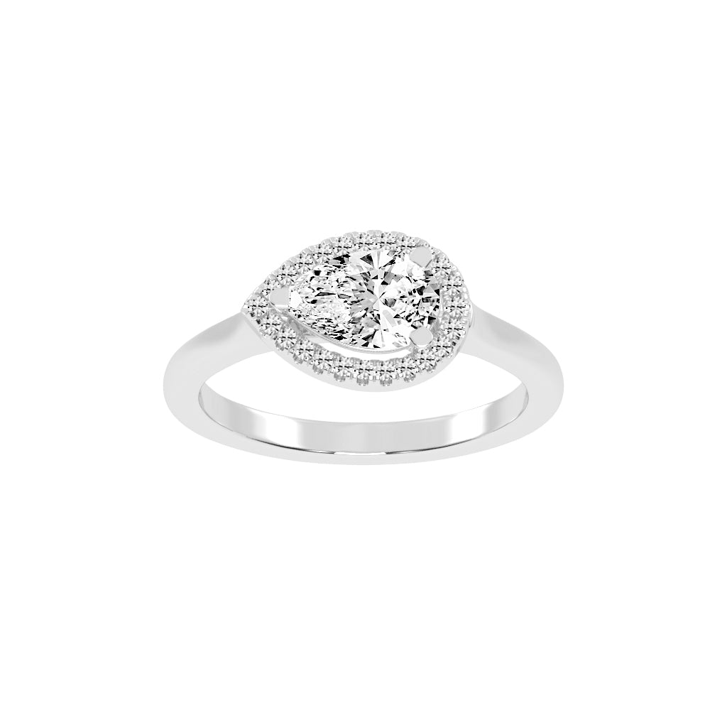 Halistaire Pear Cut Halo Lab Diamond Ring