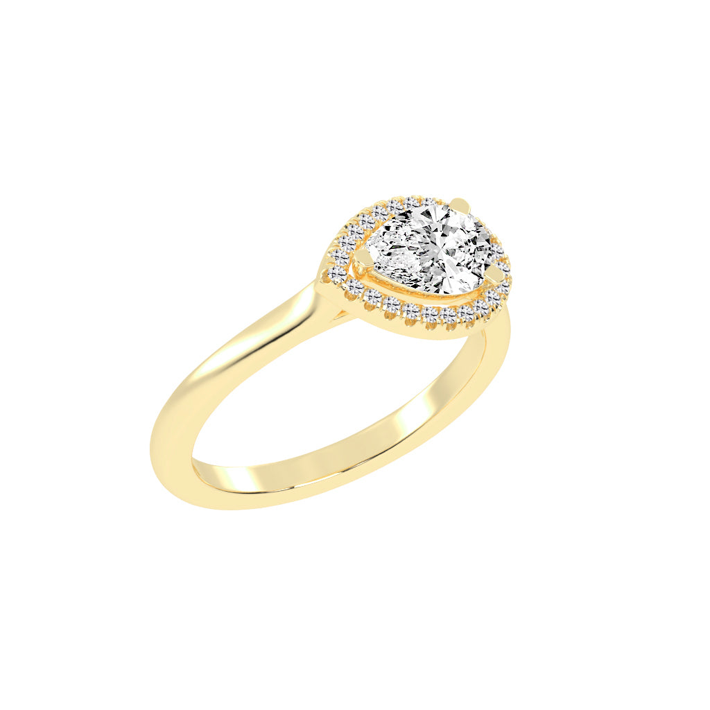 Halistaire Pear Cut Halo Lab Diamond Ring