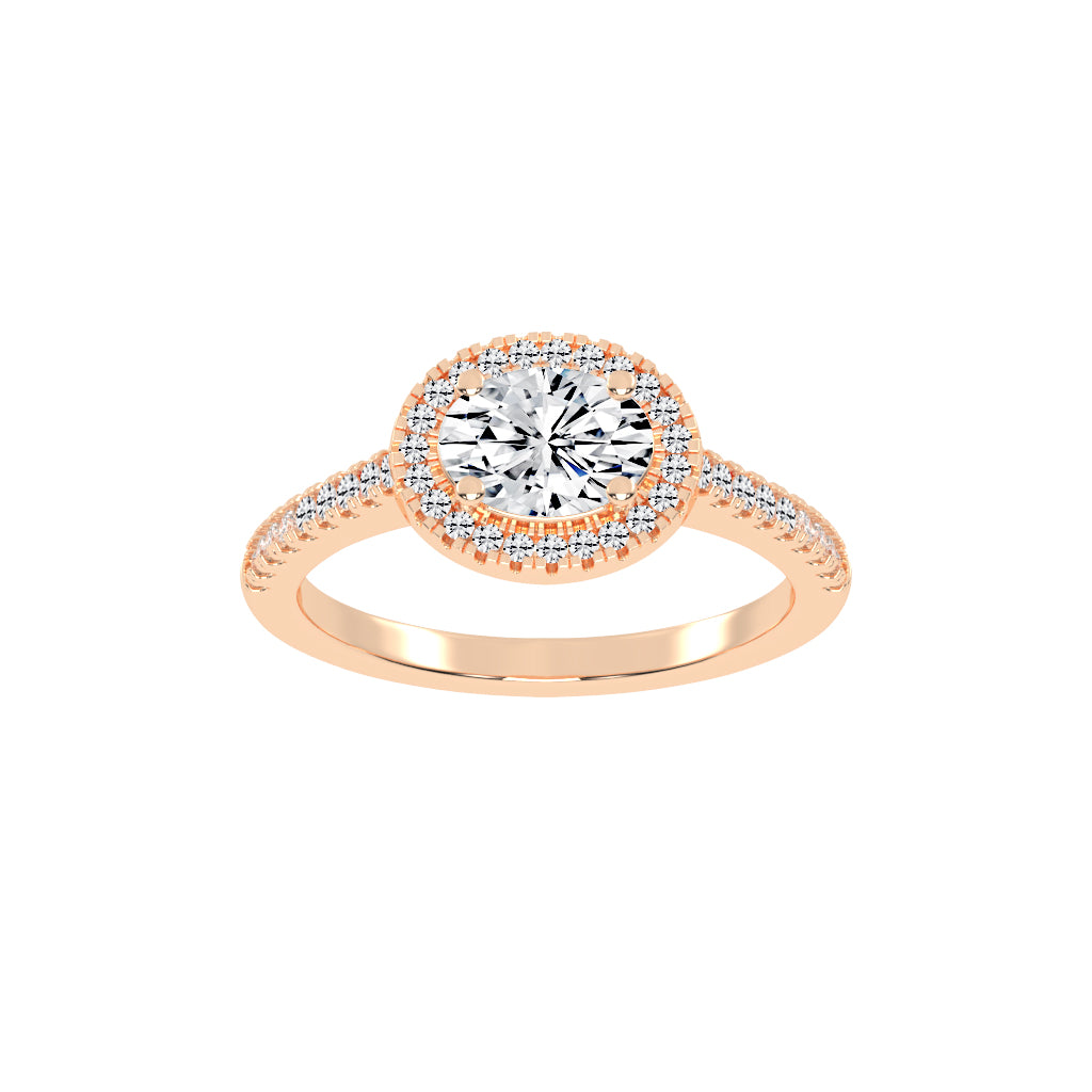 Halorva Four Prong Oval Cut Halo Lab Diamond Ring