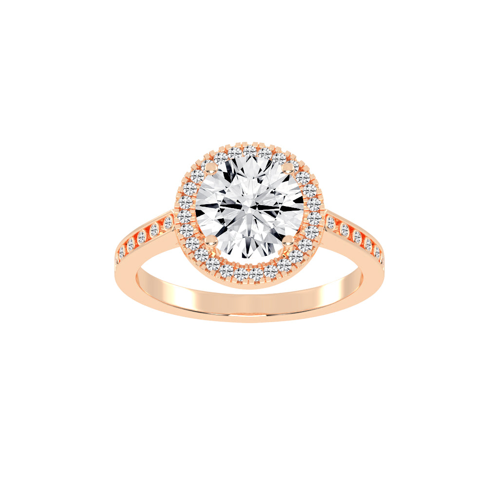 Halique Standard Round Cut Halo Lab Diamond Ring