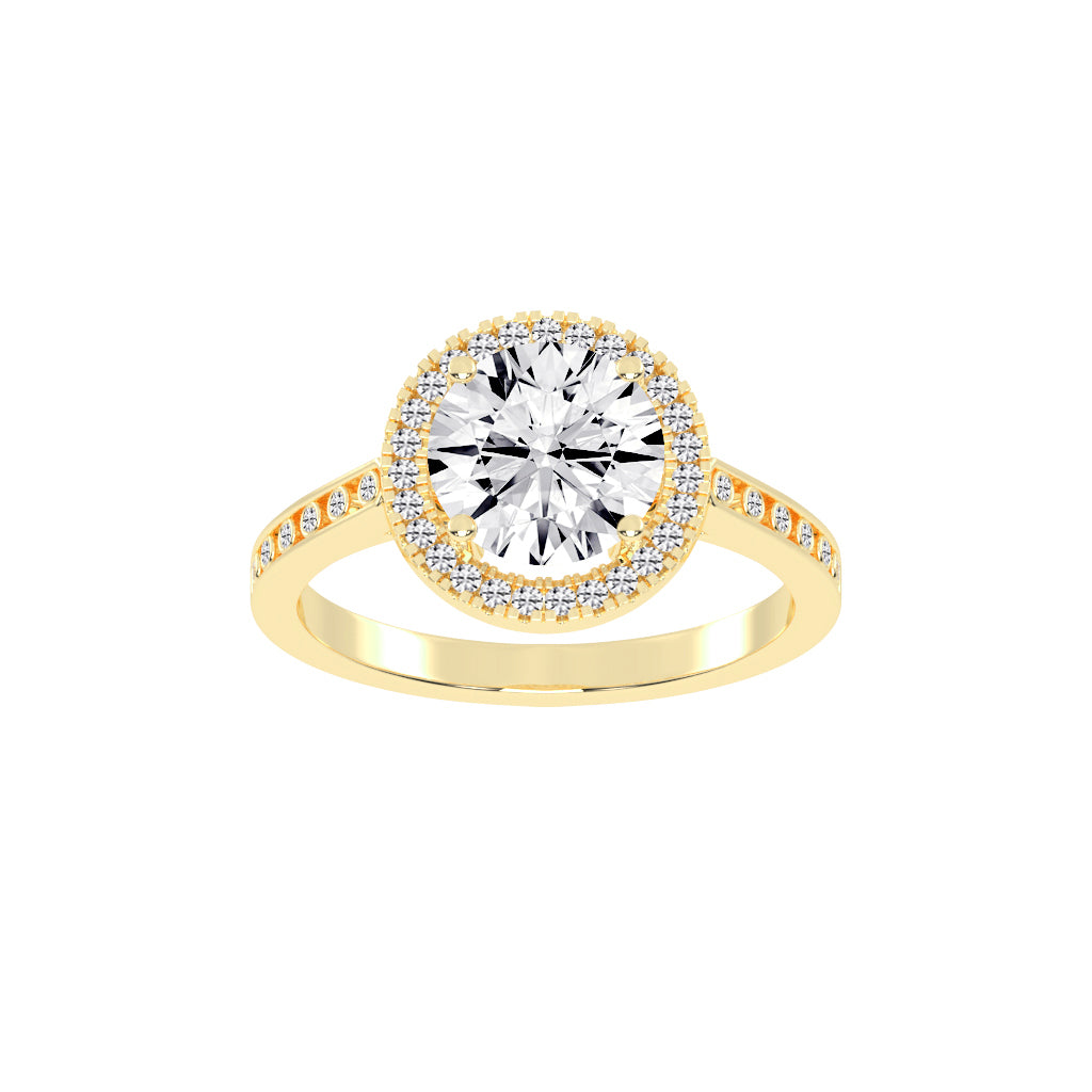 Halique Standard Round Cut Halo Lab Diamond Ring
